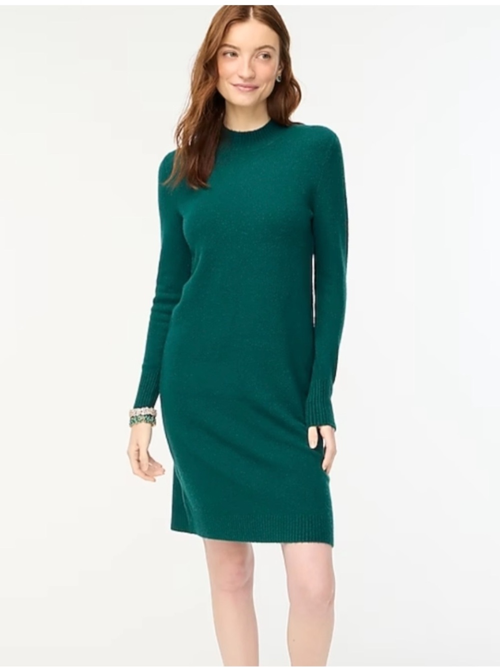 NWT J. Crew Extra Soft Mockneck Sweater Dress Stretchy Emerald Green Size XXL